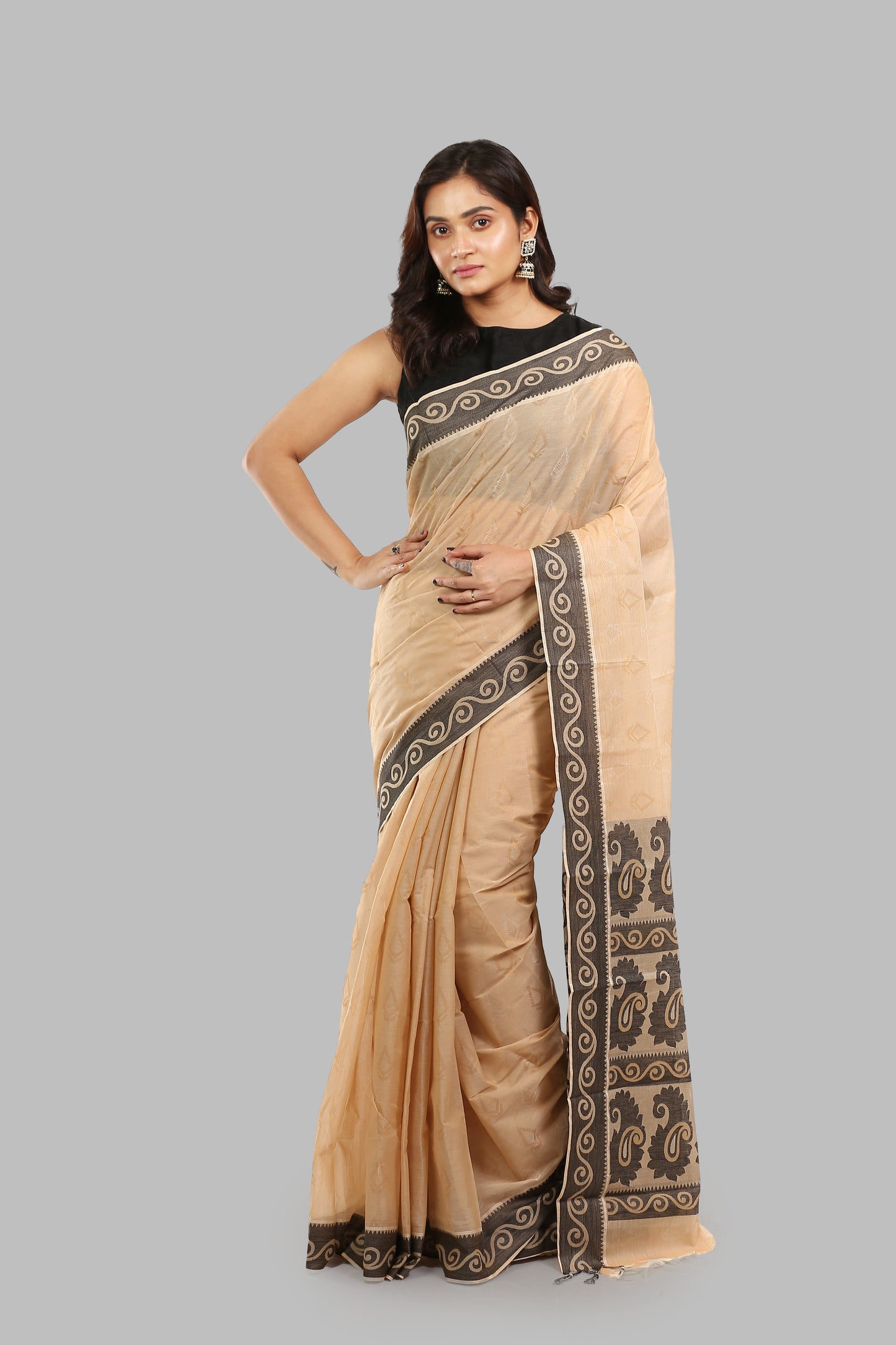 Strong Opaline Handloom Cotton Saree