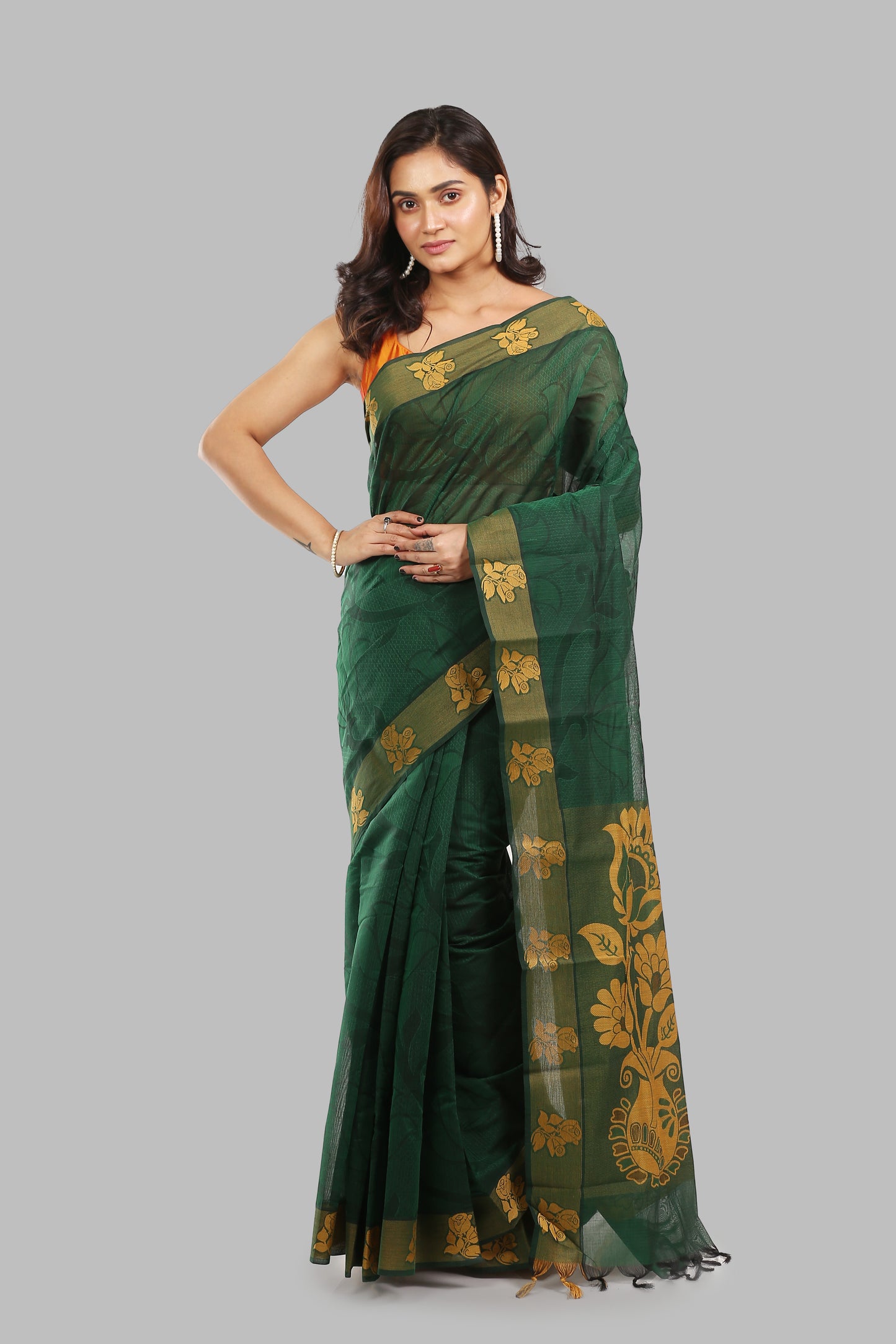 Timeless Grassy Cotton Saree
