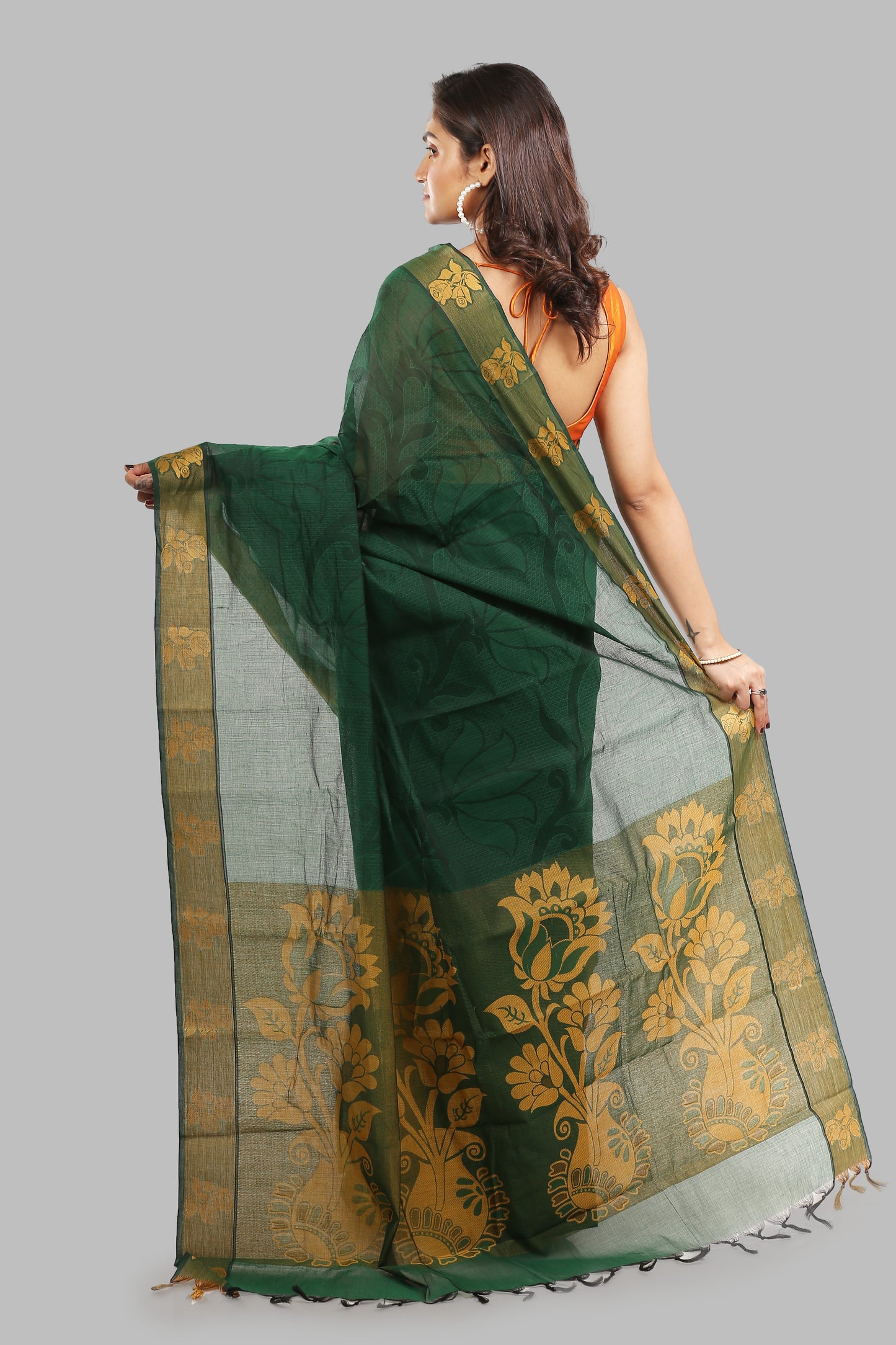Timeless Grassy Cotton Saree