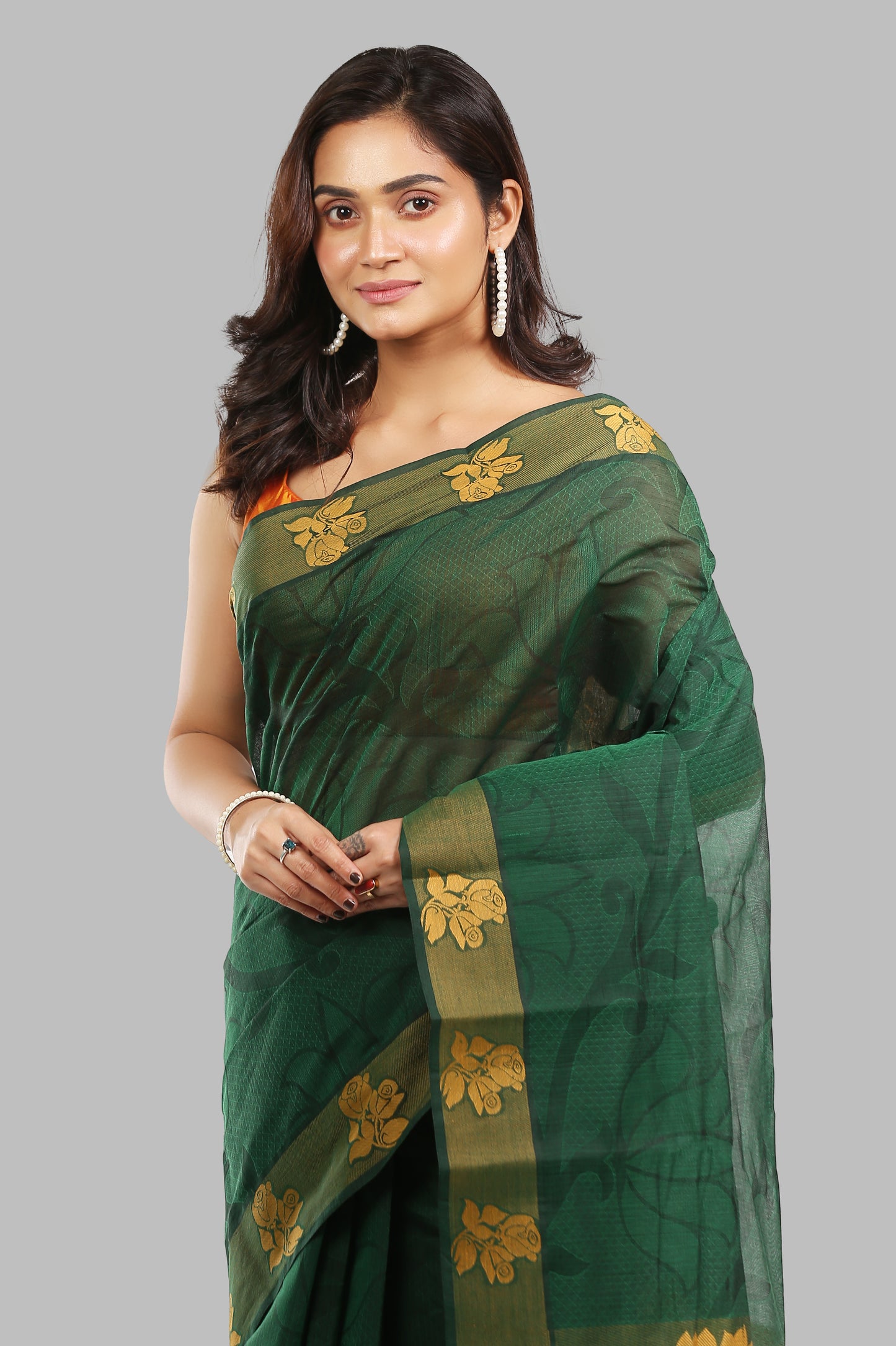 Timeless Grassy Cotton Saree