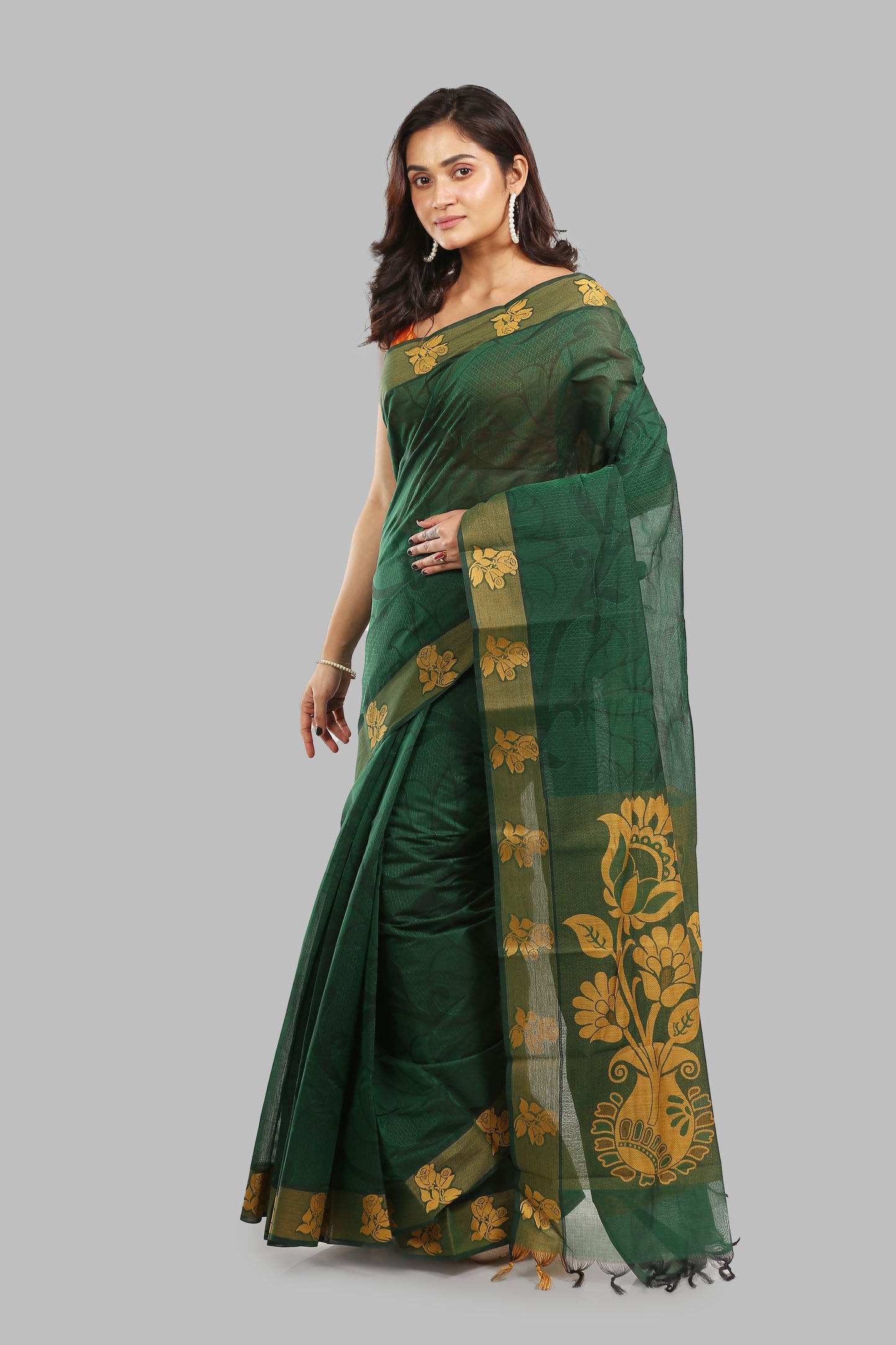 Timeless Grassy Cotton Saree