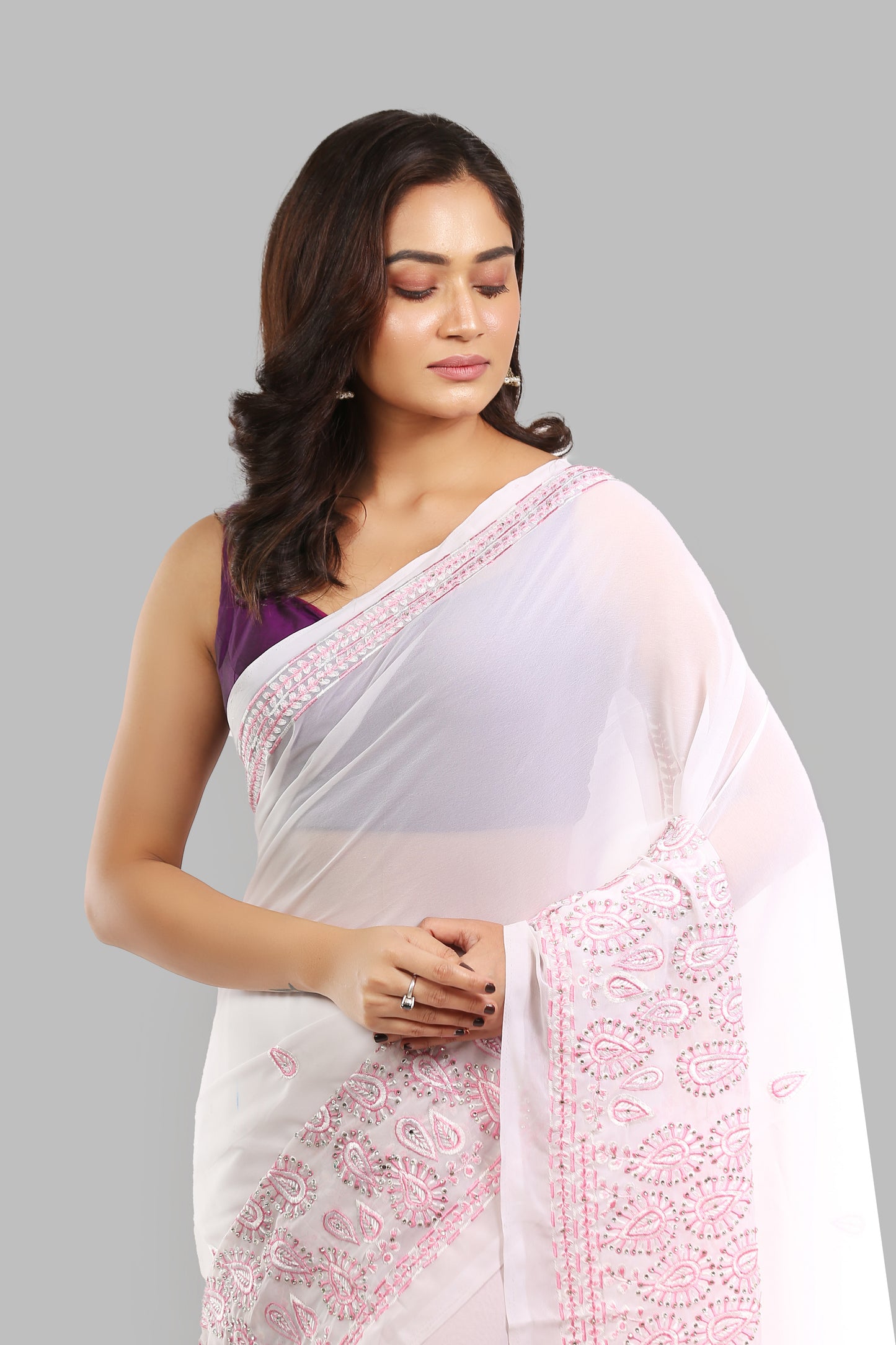 Whispering Doughy Georgette Blend Saree