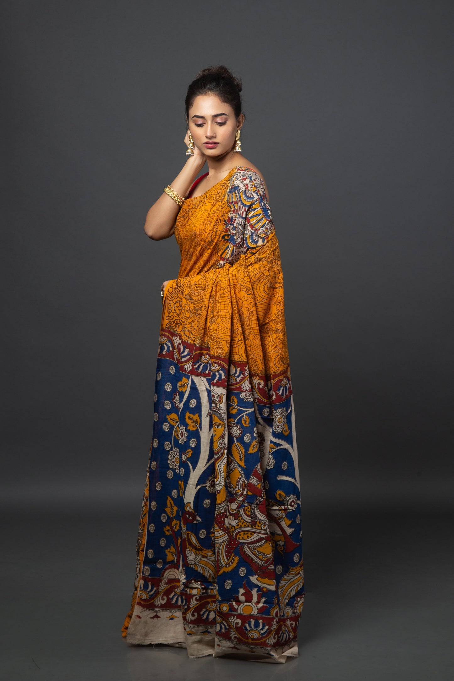 Wintery Tinged Cotton Saree