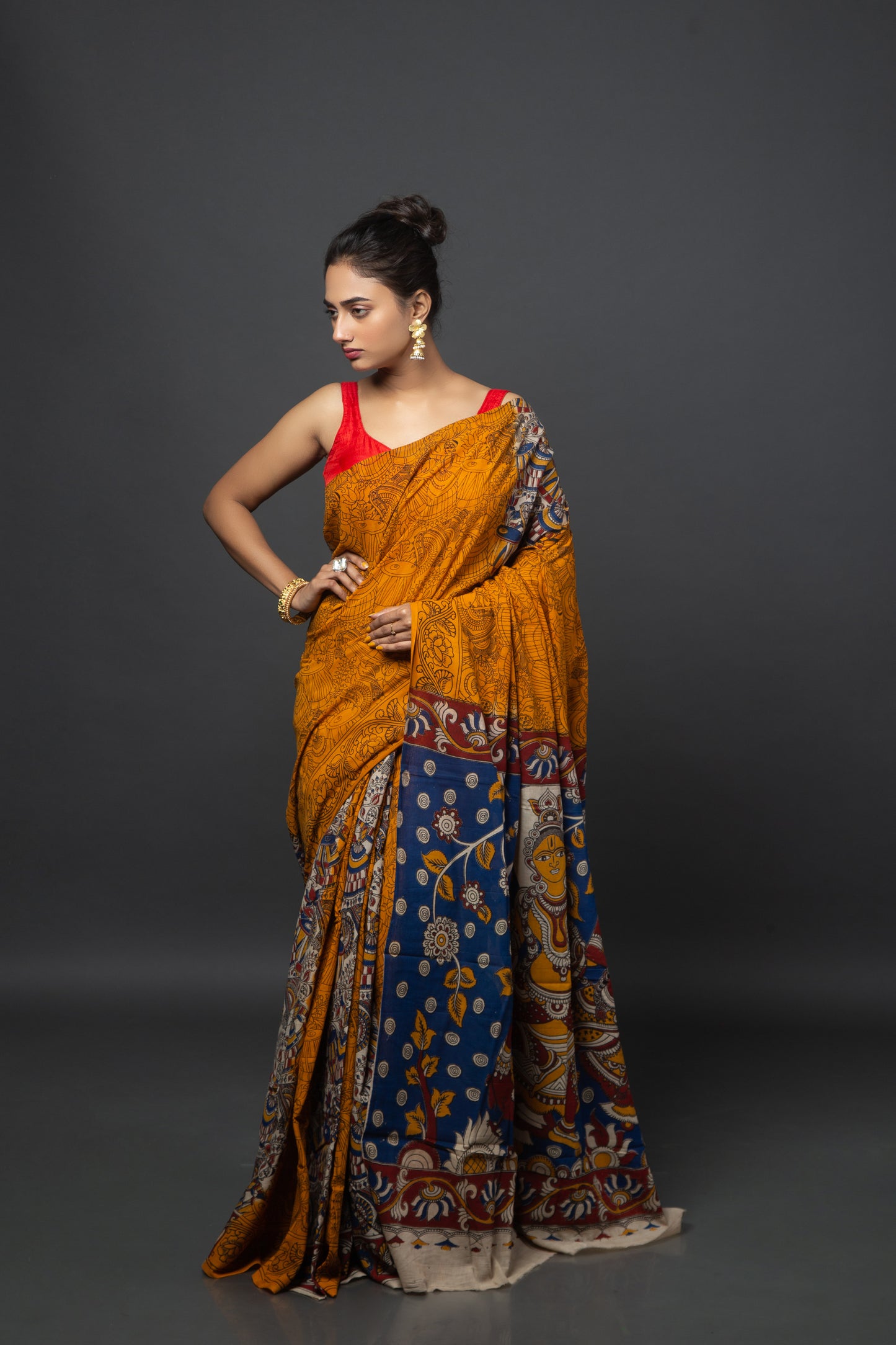 Wintery Tinged Cotton Saree