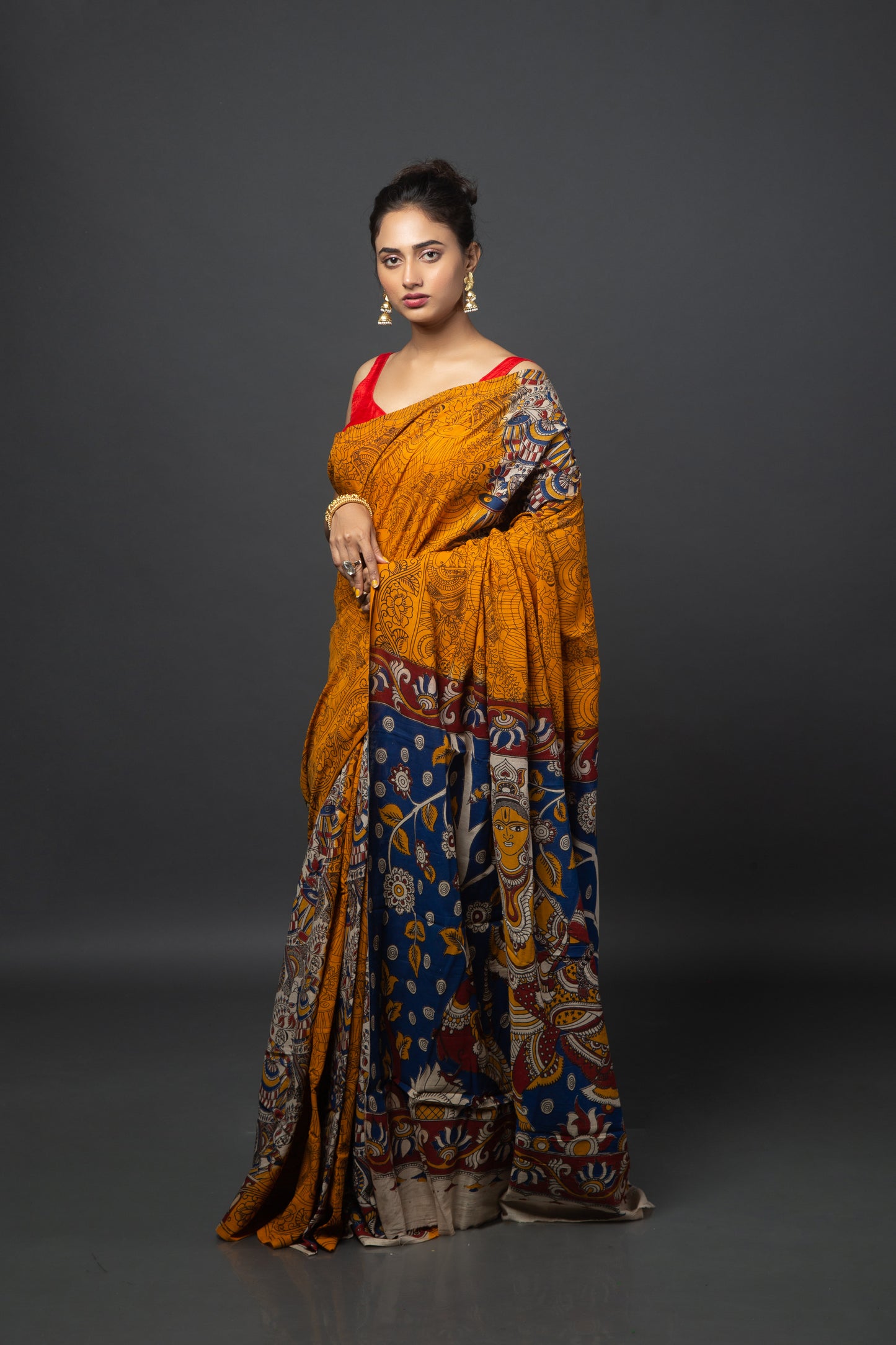 Wintery Tinged Cotton Saree