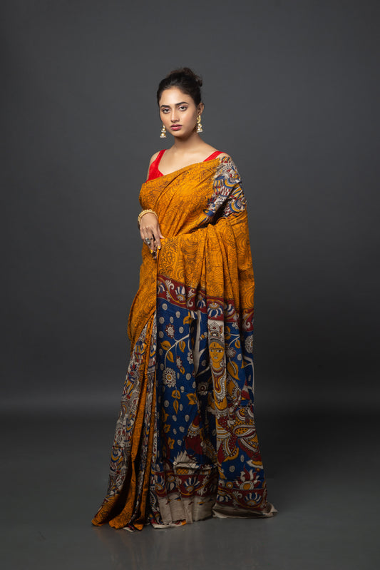 Wintery Tinged Cotton Saree