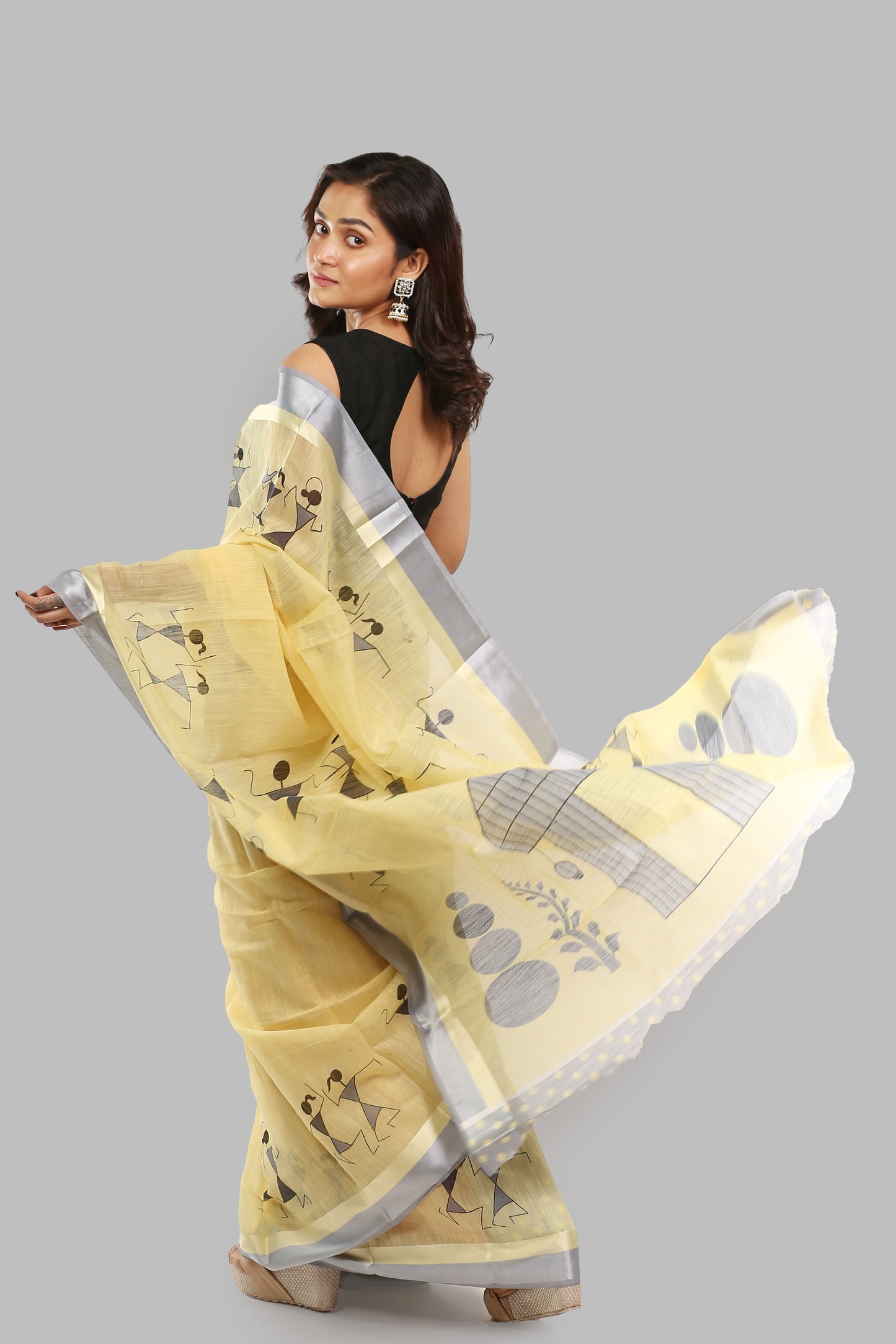 Yellow Warli Print Saree